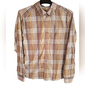 REI Co-op Shirt Brown‎ Plaid SAHARA Long Sleeve Button Up